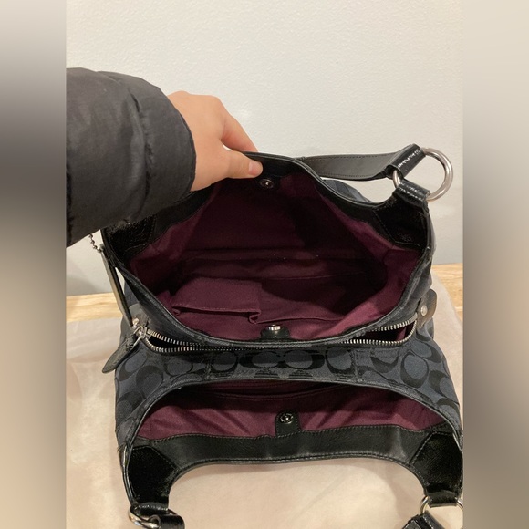 Coach Black Pleated Logo Pattern Shoulder Bag - Picture 4 of 6